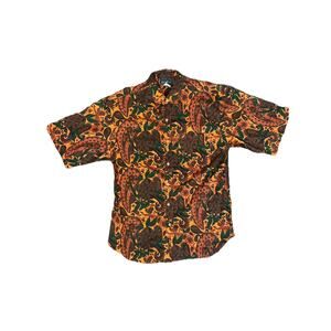 Code Zero Shirt Mens Medium Orange Paisley Cotton Button Up Vintage